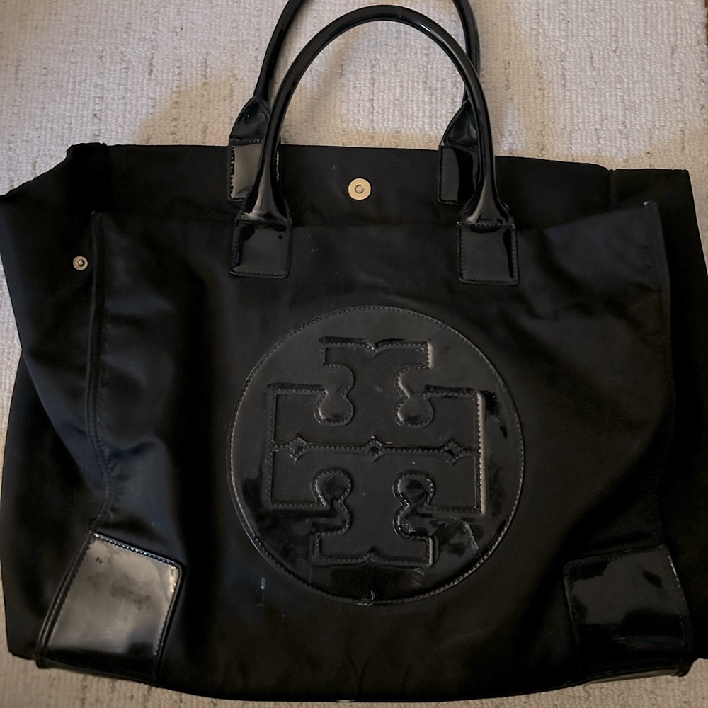 Tory Burch Patent Logo Tote Bag